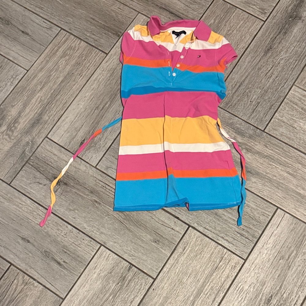 Tommy Hilfiger Pink and Yellow Striped Polo Dress